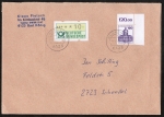 Bund 1141 als portoger. MiF mit 120 Pf B+S vom Bogen / Eckrand re.o. + 10 Pf ATM auf Inlands-Brief 20-50g von 1986, 14x20 cm