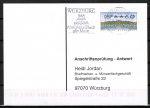 Bund ATM 2 - Mettler-Toledo - Marke zu 60 Pf als portoger. EF auf Sammel-Anschriftenprüfungs-Postkarte von 1998-2002, codiert, rs. Prüf-Stpl.