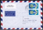 Bund 1327 als portoger. MeF mit 2x 70 Pf Rotary auf Luftpost-Brief bis 5g von 1987-1989 in die USA/Code