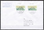 Bund ATM 1 - - 2 Marken zu 50 Pf in Gravur-Type mit den rs. Zhlnummern 0005 und 0010 als portoger. MeF auf CEPT-Brief nach GB, WI / ta