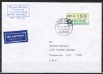 Bund ATM 1 - Marke zu 180 Pf in Spritzguss-Type als portoger. EF auf Luftpost-Brief 10-15g von 1982 in die USA, rs. kl. Code-Stpl., WI / ta