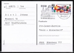 Berlin 758 als portoger. EF mit 60 Pf Europatag auf Postkarte von 1986-1991 im Bundesgebiet mit Bund-Stempel