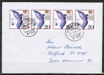 Bund 1388 als portoger. MeF mit 4x 20 Pf Tag der Briefmarke auf Inlands-Brief bis 20g von 1988-1989