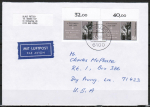 Bund 1389 als portoger. MeF mit 2x 80 Pf Synagogen-Brand auf Luftpost-Brief 5-10g von 1988 in die USA / Code