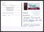 Bund 3305 als portoger. EF mit 70 Cent Schreibanlsse-Dauerserie "Im Gedenken" als Nasskl.-Marke auf Inl.-Postkarte von 2022-2024, codiert