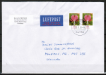 Bund 2547 MeF mit 2x 100 Ct. Blumen / Tränendes Herz aus Rolle auf Luftpost-Brief 20-50g von 2006-2008 nach Kanada, codiert