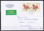 Bund 1923 als portoger. MeF mit 2x 100 Pf Jugend 1997 / Haflinger auf bersee-Land-Brief bis 20g von 1998 nach China, AnkStpl.