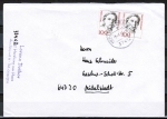 Bund 1390 als portoger. MeF mit 2x 100 Pf Th. Giehse auf Inlands-Kompakt-Brief 20-50g von 1993-1997