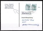 Bund 1342 als portoger. MeF mit 2x 80 Pf SWK aus Bogen auf Einzel-Anschriftenprüfungs-Postkarte von 2001, codiert