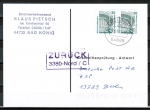 Bund 1533 als portoger. MeF mit 2x 80 Pf SWK geschnitten aus Skl.-MH auf Einzel-Anschriftenprüfungs-Postkarte von 1997-2002, codiert, rs. Stpl.