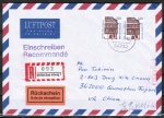 Bund 1746 als portoger MeF mit 2x 550 Pf SWK aus Rolle auf Lp-Einschr.-Rckschein-Brief 20-50g von 1994-1997 n. China, AnkStpl.