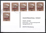 Bund 604 als portoger. MeF mit 6x 10 Pf Wohlfahrt 1969 auf Sammel-Anschriftenprüfungs-Postkarte von 1993-2002, codiert