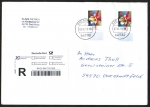 Bund 3082 als portoger. MeF mit 2x 180 Cent Blumen aus Bogen auf Inlands-Einwurf-Einschreibe-Brief 14x20 cm von 2016-2019