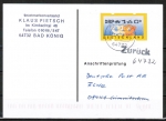 Bund ATM 3.1 - mit DBP-Eindruck - Marke zu 160 Pf als portoger. EF auf Einzel-Anschriftenprüfungs-Postkarte von 1999-2002, codiert