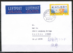 Bund ATM 4 - mit Euro - Marke zu 1,53 Euro als portoger. EF auf Übersee-Luftpost-Brief bis 20g vom Ersttag 1.1.2002 mit Quittung ! nach China / AnkStpl.