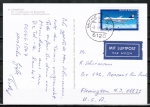 Bund 1043 als portoger. EF mit 90 Pf Jugend 1980 auf Luftpost-Postkarte in die USA von 1982-1989