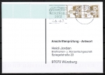 Bund 914 als portoger. MeF mit 2x 20 Pf B+S - Serie aus Rolle / Buchdruck als Rollenendstreifen auf Sammel-Anschriftenprfungs-Pk von 1993-2002, codiert