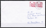 Bund 916 als portoger. MeF mit 2x roter 50 Pf B+S - Marke aus Rolle auf Inlands-Brief 20-50g von 1979-1982