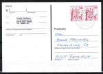 Bund 916 als portoger. MeF mit 2x roter 50 Pf B+S - Marke aus Bogen als waagr. Paar auf Inlands-Postkarte von 1997-2002, codiert