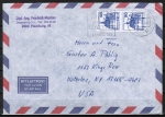 Bund 997 als portoger. MeF mit 2x 90 Pf B+S - Serie aus Rolle auf Luftpost-Brief 10-15g von 1982-1989 in die USA, rs. CodeStpl.