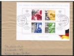 Bund 2051-2054 als Briefstück mit 4x 110 Pf 50 Jahre Bundesrepublik-Block mit Orts-Tagesstempel von 1999
