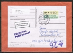 Bund ATM 1 - Marke zu 110 Pf als portoger. EF auf Päckchen bis 100g von 1988 in die DDR, vs. Zoll-Stempel !