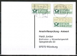 Bund ATM 1 - - 3 Marke zu 20 Pf in Gravur-Type als portogerechte Mehrfachfrankatur auf Sammel-Anschriftenprüfungs-Postkarte von 2001-2002, codiert