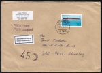 Bund 1378 als portoger. EF mit 140 Pf Schieblehre auf Pckchen bis 100g vom November 1989 in die DDR, schner Zollstempel !