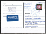 Bund 3470 als portoger. EF mit 95 Cent Flockenblume aus Rolle auf Auslands-Postkarte von 2019-heute in die NL, codiert, zusätzl. MaWStpl. vom BZ