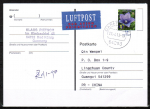 Bund 2835 als portoger. EF mit 75 Cent Blumen aus Rolle auf Auslands-Luftpost-Postkarte von 2011-2014 nach China, AnkSt.