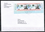 Bund 1889 als portoger. MeF mit 2x 100 Pf F. von Mueller auf Inlands-Kompakt-Brief 20-50g von 1996 / Ersttag, codiert