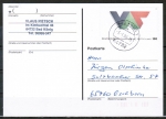 Bund 1929 als portoger. EF mit 100 Pf Frank Stella EZM aus Dokumenta-Block auf Inlands-Postkarte von 1997-2002, codiert