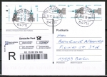 Bund 2177 als portoger. MeF mit 5x 80 Pf / 0,41 ¤ SWK aus Rolle auf Inlands-Einwurf-Einschreib-Postkarte von 2013, codiert