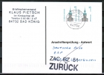 Bund 2177 als portoger. MeF mit 2x 80 Pf / 0,41 ¤ SWK aus Bogen mit Rändern auf Anschriftenprüfungs-Postkarte von 2001-2002, codiert