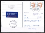 Bund 1955 als portoger. MeF mit 2x 100 Pf E. Schwarzhaupt auf bersee-Luftpost-Postkarte von 1997-2002 nach China, AnkStpl.