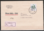 Bund 1433 als portoger. EF mit 300 Pf F. Hensel auf VGO-Wertbrief bis 20g vom März 1991