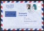 Bund 1448 als portoger. MiF mit 5 Pf SWK und EZM aus Krner-Block auf Luftpost-Drucksache bis 20g von 1992 in die USA, vs. codiert