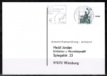 Bund 1341 als portoger. EF mit 60 Pf SWK mit Bogen-Rand auf Sammel-Anschriftenprüfungs-Postkarte von 2001