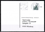 Bund 1341 als portoger. EF mit 60 Pf SWK mit Bogen-Rand auf Sammel-Anschriftenprfungs-Postkarte von 2001