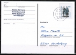 Bund 1934 als Ganzsachen-Ausschnitt aus Recycling-GA-PK 100 Pf Goethe-Schiller als portoger. EF auf Inl.-Postkarte von 1997-1998, codiert