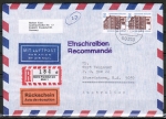 Bund 1746 als portoger. MeF mit 2x 550 Pf SWK aus Rolle auf Lp-Einschr.-Rckschein-Brief 20-50g von 1994-1997 n. Australien, Ank. auf RSch.