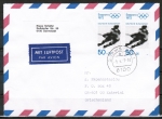 Bund 683 als portoger. MeF mit 2x 50 Pf Winter-Olympiade / Eishockey aus Bogen auf CEPT-Sonderporto-Brief von 1987 n. Griechenland