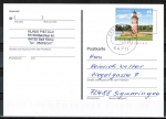 Bund 3156 als portoger. EF mit 45 Cent Leuchtturm Moritzburg auf Inlands-Postkarte von 2015-2019, codiert