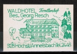Zndholz-Etikett Hchst / Annelsbach, Waldhotel "Forellenhof" - Georg Resch, um 1975