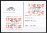 Berlin 833 als portoger. MeF mit 8x 5 Pf Frauen-Serie auf Orts-Postkarte von 1989-1991