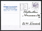 Berlin 824 als portoger. EF mit 60 Pf Frauen-Serie auf Postkarte von 1988-1991 ins Bundesgebiet, codiert