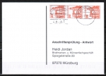 Bund 995 als portoger. MeF mit 3x 20 Pf B+S - Serie aus Rolle auf Sammel-Anschriftenprfungs-Postkarte von 1992-2002, codiert