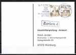 Bund 914 u.g. als portoger. MeF mit 2x 30 Pf B+S unten geschnitten aus MH im Buchdruck auf Anschriftenprüfungs-Postkarte von 1993-2002