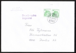 Bund 1038 LS als portoger. MeF mit 2x grüner 50 Pf B+S - Marke aus Rolle im Letterset-Druck auf Inlands-Drucksache 20-50g von 1990, 14x20 cm