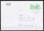 Bund 1038 als portoger. MeF mit 2x grüner 50 Pf B+S - Marke als waagr. Bogen-Paar auf Inlands-Brief bis 20g von 1990, Brief war gefaltet